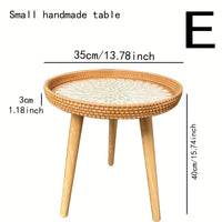 Beistelltisch | Rund | Rattan | Skandinavisch | Stilvoll | Modern | Nachhaltig-Weiß-E-Luzern Mode