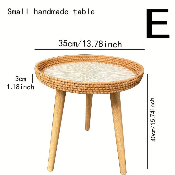 Beistelltisch | Rund | Rattan | Skandinavisch | Stilvoll | Modern | Nachhaltig-Weiß-E-Luzern Mode