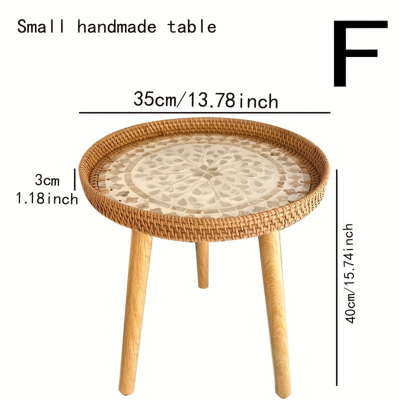 Beistelltisch | Rund | Rattan | Skandinavisch | Stilvoll | Modern | Nachhaltig-Weiß-F-Luzern Mode