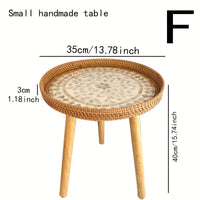 Beistelltisch | Rund | Rattan | Skandinavisch | Stilvoll | Modern | Nachhaltig-Weiß-F-Luzern Mode