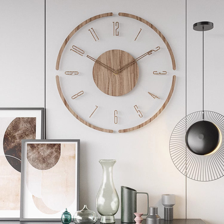 Wanduhr | Holz Stilvoll Natürlich Skandinavisch Massiv Geräuschlos-Luzern Mode