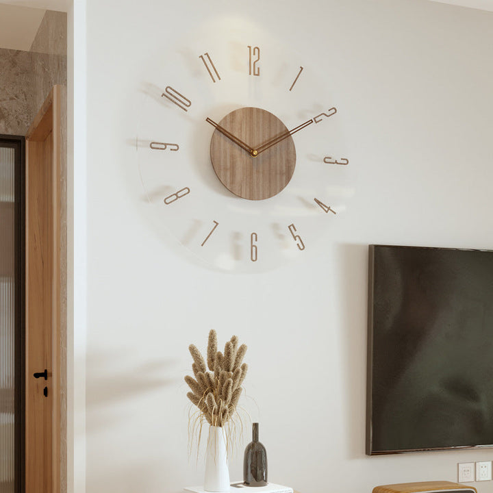 Wanduhr | Holz Stilvoll Natürlich Skandinavisch Massiv Geräuschlos-Design Nr. 3-Luzern Mode