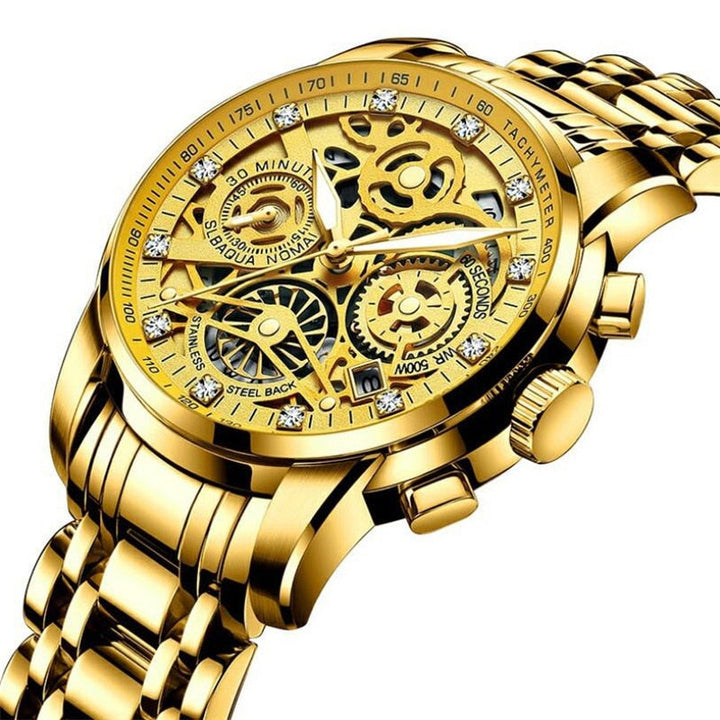 Luxus Herren Automatikuhr mit Skelettzifferblatt Design-Goud-Luzern Mode