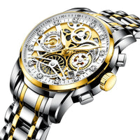 Luxus Herren Automatikuhr mit Skelettzifferblatt Design-Zilver goud-Luzern Mode