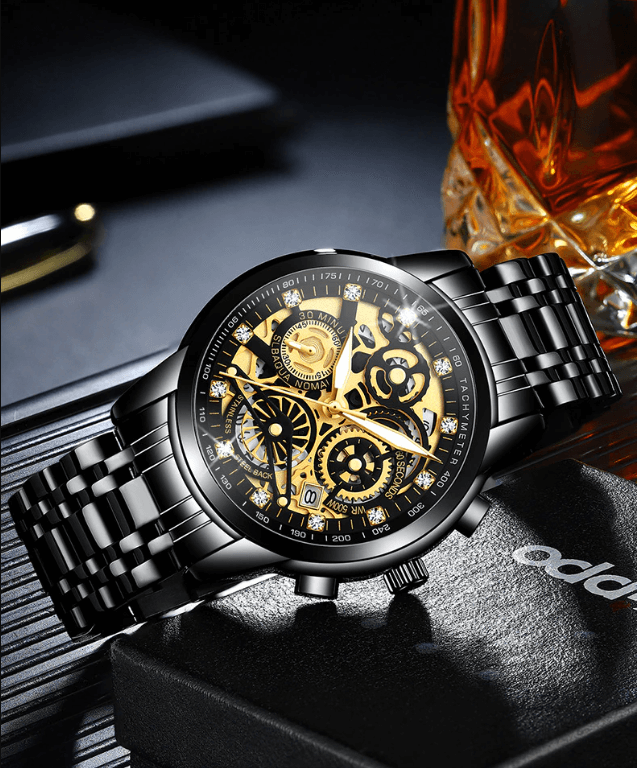 Luxus Herren Automatikuhr mit Skelettzifferblatt Design-Luzern Mode