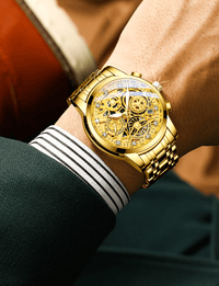 Luxus Herren Automatikuhr mit Skelettzifferblatt Design-Luzern Mode