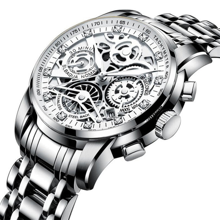 Luxus Herren Automatikuhr mit Skelettzifferblatt Design-Zilver-Luzern Mode