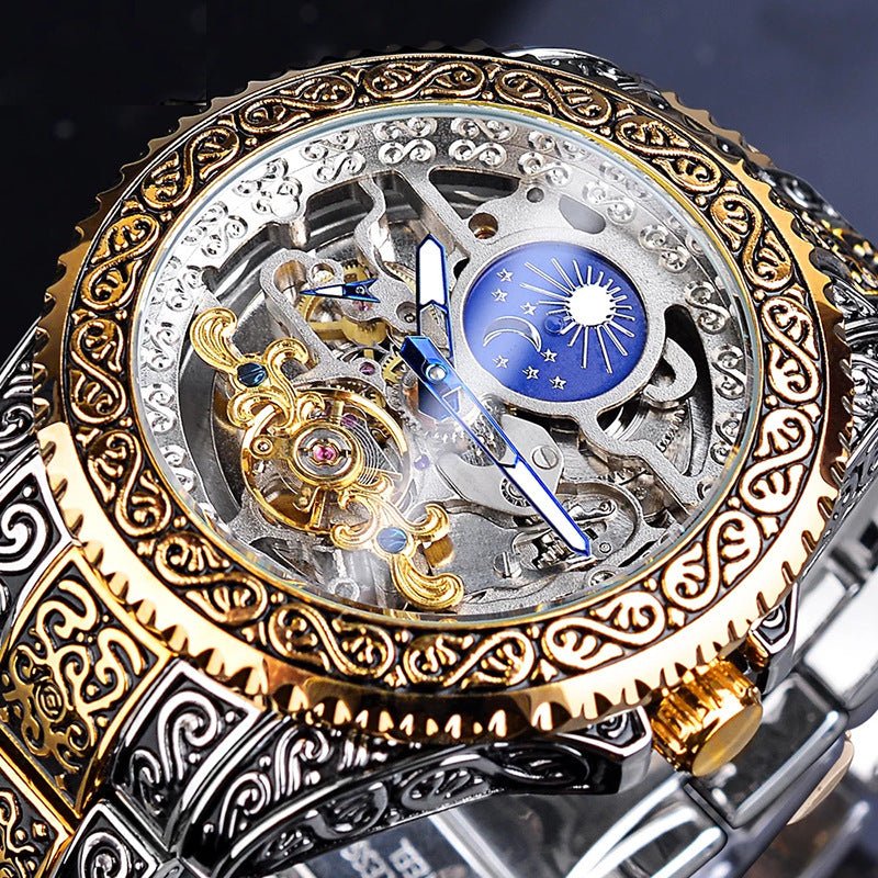 Mechanisches Herrenarmbanduhr | Automatisches Uhrwerk | Skelettrahmen | Rund-Luzern Mode