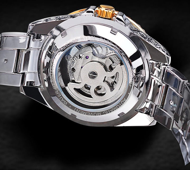 Mechanisches Herrenarmbanduhr | Automatisches Uhrwerk | Skelettrahmen | Rund-Luzern Mode