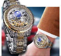 Mechanisches Herrenarmbanduhr | Automatisches Uhrwerk | Skelettrahmen | Rund-Luzern Mode