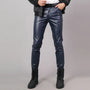 Herren Kunstlederhose Slim Fit - Modische Designerhose-28-Dunkelblau-Luzern Mode