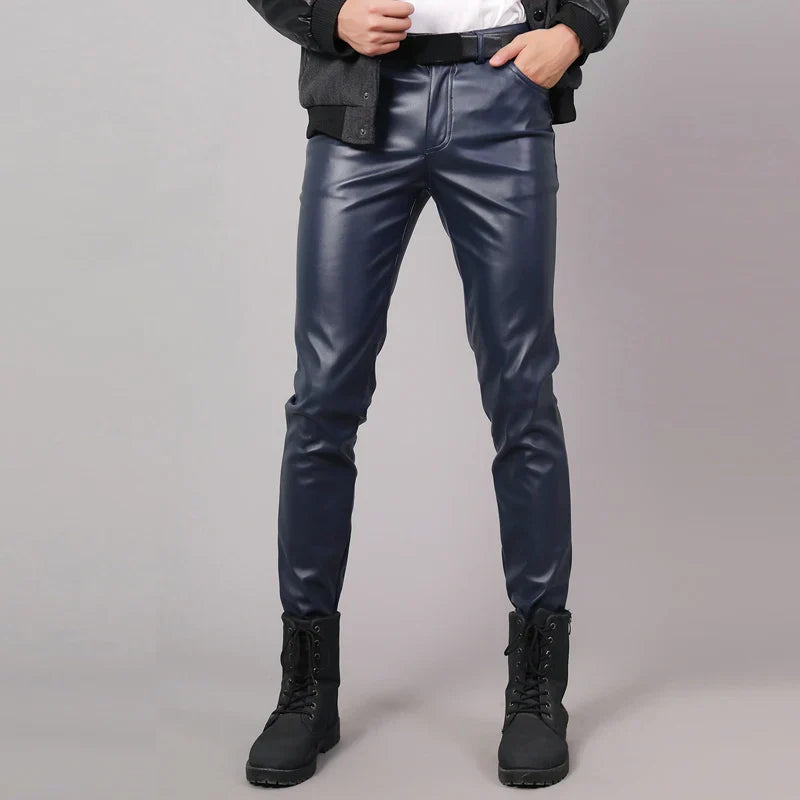 Herren Kunstlederhose Slim Fit - Modische Designerhose-Luzern Mode