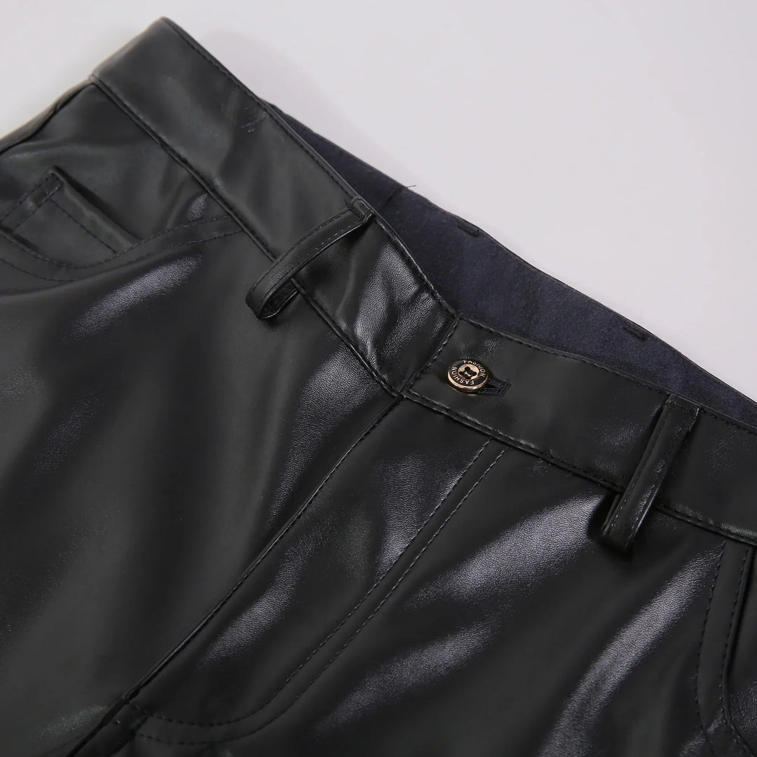Herren Kunstlederhose Slim Fit - Modische Designerhose-Luzern Mode
