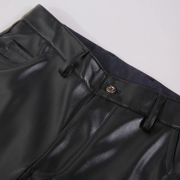 Herren Kunstlederhose Slim Fit - Modische Designerhose-Luzern Mode