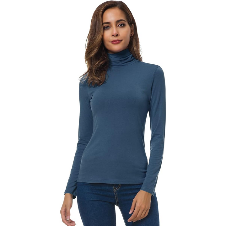 Damen Rollkragenpullover Langarm - Eleganter Winterlook-Blau-S-Luzern Mode