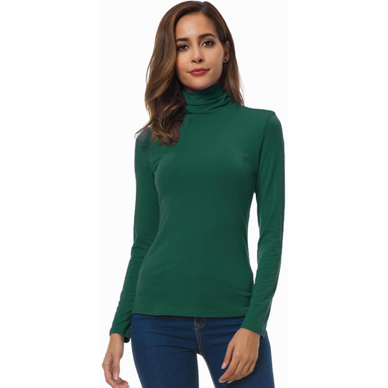 Damen Rollkragenpullover Langarm - Eleganter Winterlook-Grün-S-Luzern Mode