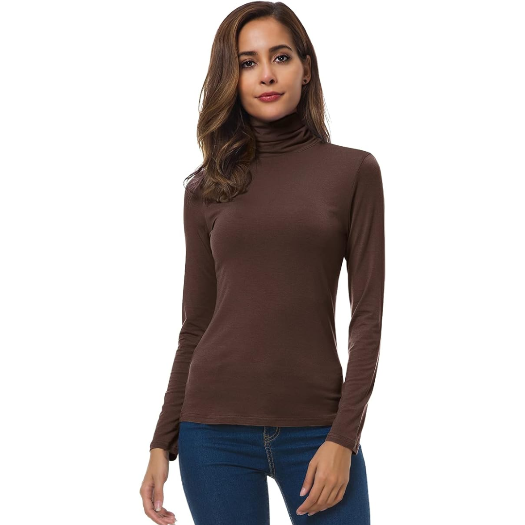 Damen Rollkragenpullover Langarm - Eleganter Winterlook-Kaffee-S-Luzern Mode