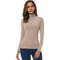 Damen Rollkragenpullover Langarm - Eleganter Winterlook-Khaki-S-Luzern Mode