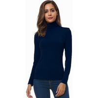 Damen Rollkragenpullover Langarm - Eleganter Winterlook-Marineblau-S-Luzern Mode