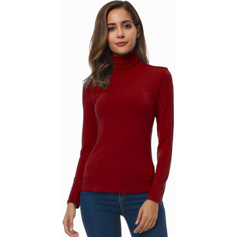 Damen Rollkragenpullover Langarm - Eleganter Winterlook-Rot-S-Luzern Mode