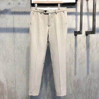Formelle Herrenhose | Slim Fit | Einfarbig | Reißverschluss | Knopf | Stretch-Khaki-28-Luzern Mode