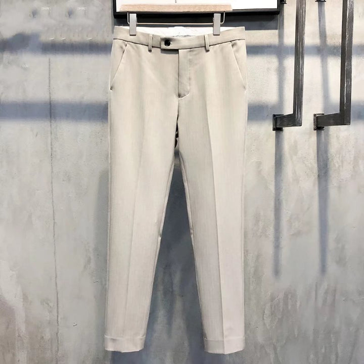 Formelle Herrenhose | Slim Fit | Einfarbig | Reißverschluss | Knopf | Stretch-Khaki-28-Luzern Mode