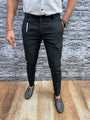 Formelle Herrenhose | Slim Fit | Einfarbig | Reißverschluss | Knopf | Stretch-Schwarz-28-Luzern Mode