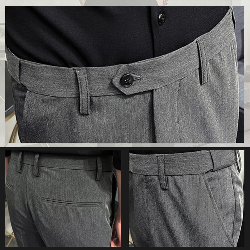 Formelle Herrenhose | Slim Fit | Einfarbig | Reißverschluss | Knopf | Stretch-Luzern Mode