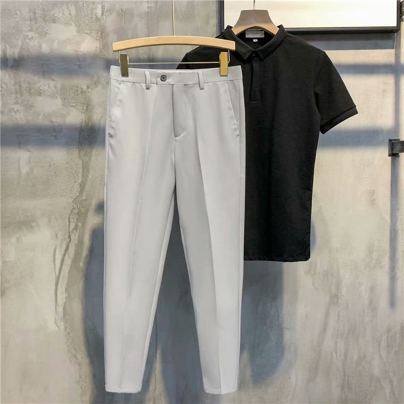 Formelle Herrenhose | Slim Fit | Einfarbig | Reißverschluss | Knopf | Stretch-Luzern Mode