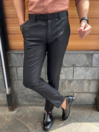 Formelle Herrenhose | Slim Fit | Einfarbig | Reißverschluss | Knopf | Stretch-Luzern Mode