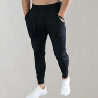 Herren Jogginghose Slim Fit Sporthose mit Taschen-Schwarz-M-Luzern Mode