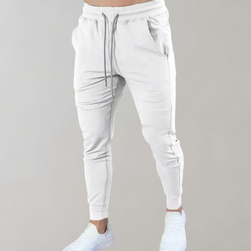 Herren Jogginghose Slim Fit Sporthose mit Taschen-Weiß-M-Luzern Mode