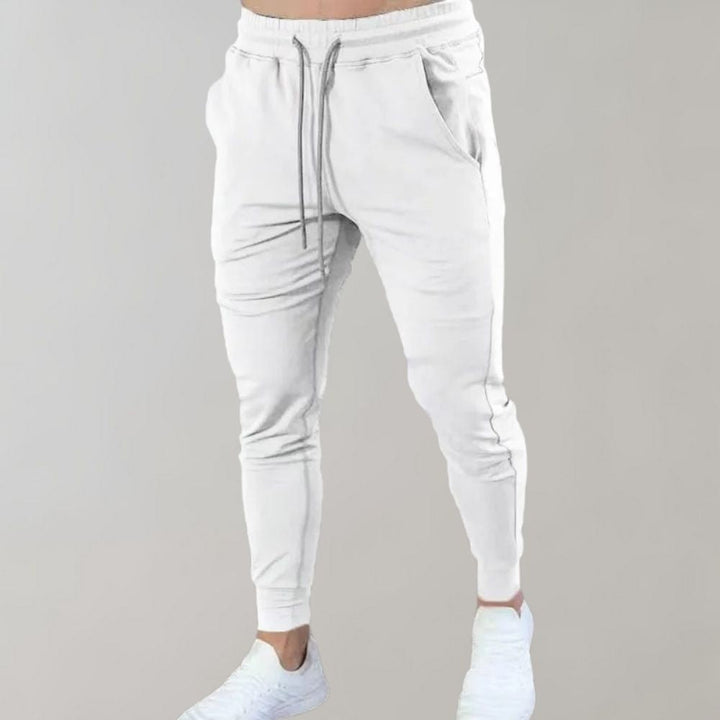 Herren Jogginghose Slim Fit Sporthose mit Taschen-Weiß-M-Luzern Mode