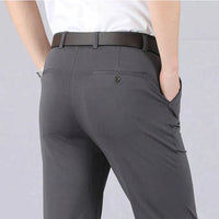 Herren Business Anzughose Slim Fit mit Gürtel und Tasche-Griau-29-Luzern Mode