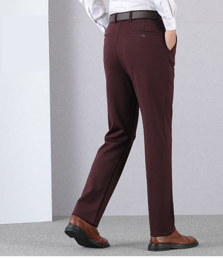 Herren Business Anzughose Slim Fit mit Gürtel und Tasche-Schwarz-29-Luzern Mode