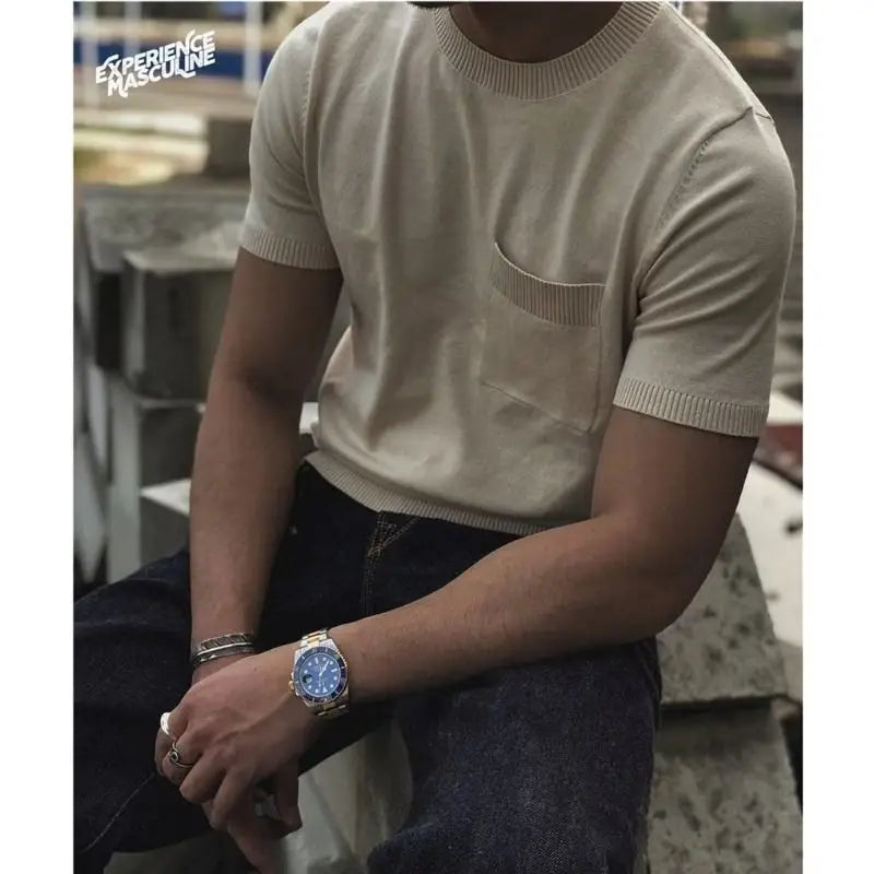 Herren Poloshirt | Reißverschluss | Kurzarm | Slim Fit | Baumwolle-Beige-S-Luzern Mode