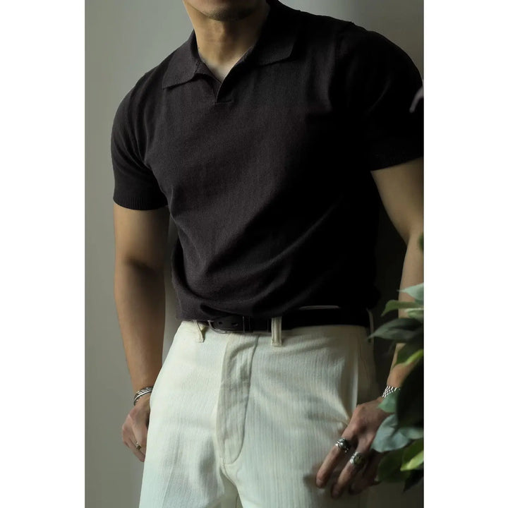 Herren Poloshirt | Reißverschluss | Kurzarm | Slim Fit | Baumwolle-Schwarz-S-Luzern Mode