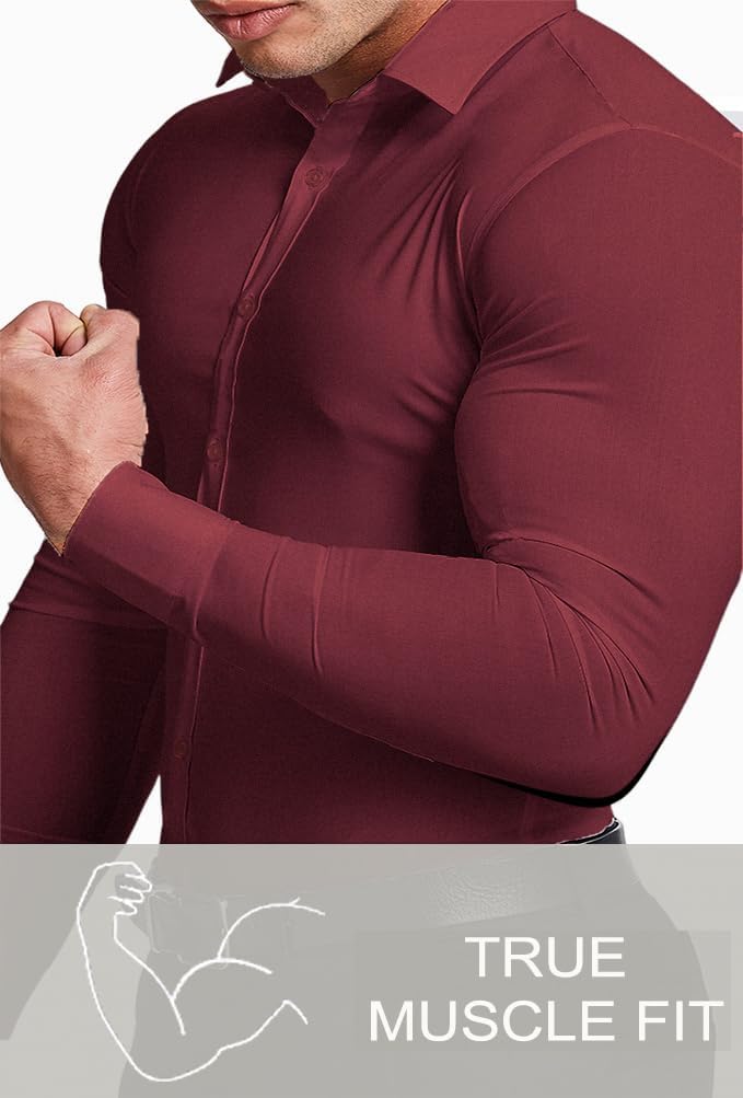 Muskel Fit Herrenhemd - Slim Fit Businesshemd Langarm-Luzern Mode