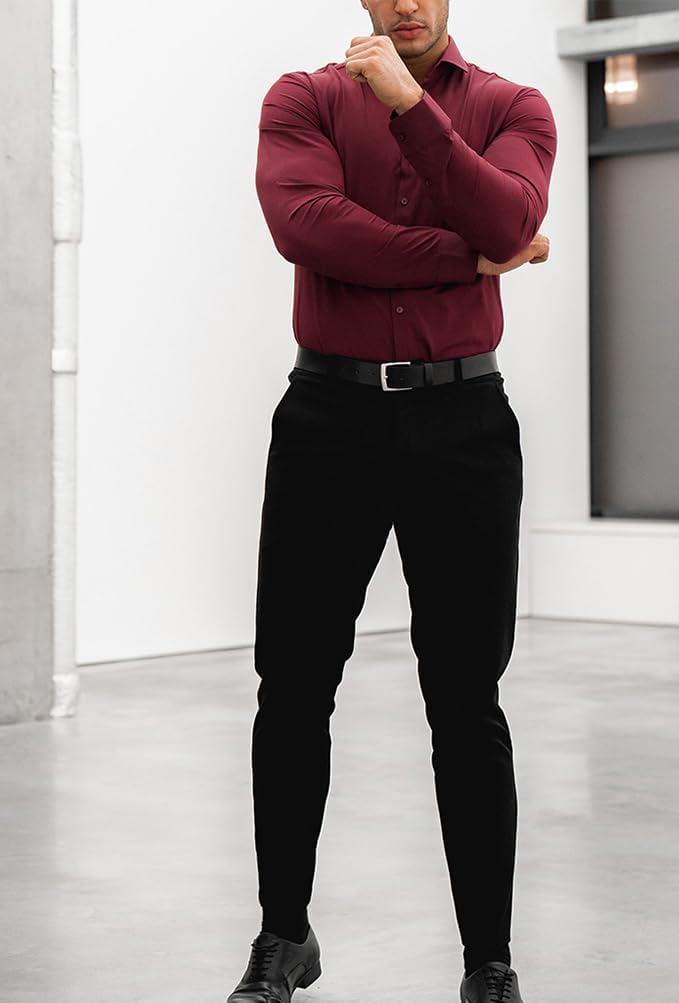 Muskel Fit Herrenhemd - Slim Fit Businesshemd Langarm-Luzern Mode