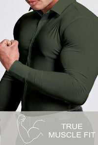 Muskel Fit Herrenhemd - Slim Fit Businesshemd Langarm-Luzern Mode