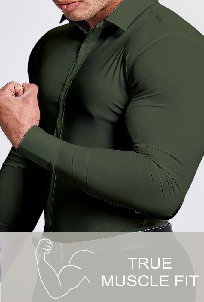 Muskel Fit Herrenhemd - Slim Fit Businesshemd Langarm-Luzern Mode