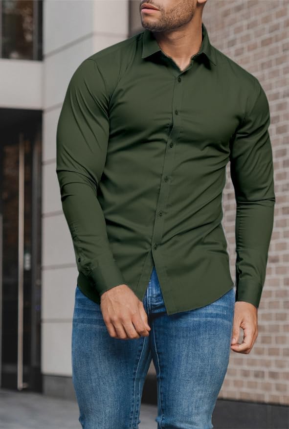 Muskel Fit Herrenhemd - Slim Fit Businesshemd Langarm-Luzern Mode