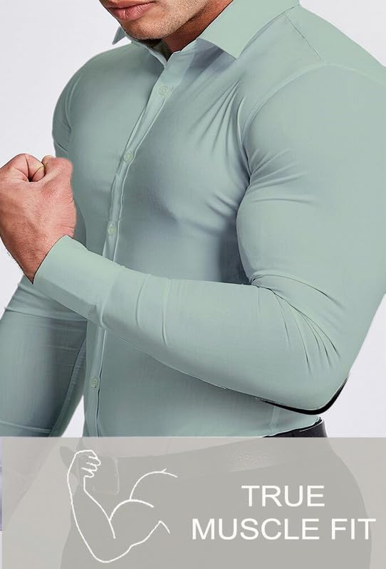 Muskel Fit Herrenhemd - Slim Fit Businesshemd Langarm-Luzern Mode