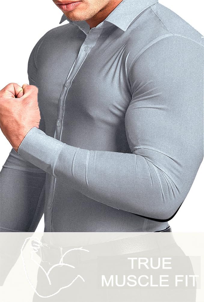 Muskel Fit Herrenhemd - Slim Fit Businesshemd Langarm-Luzern Mode