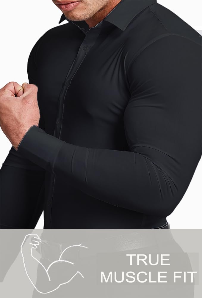 Muskel Fit Herrenhemd - Slim Fit Businesshemd Langarm-Luzern Mode