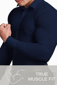 Muskel Fit Herrenhemd - Slim Fit Businesshemd Langarm-Luzern Mode