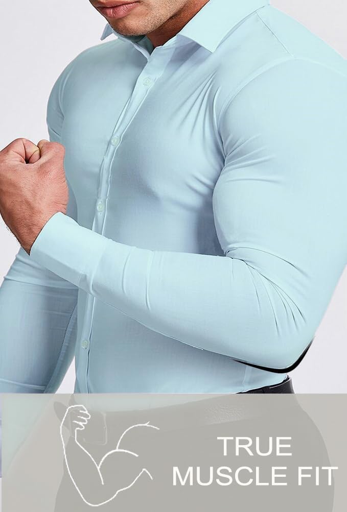 Muskel Fit Herrenhemd - Slim Fit Businesshemd Langarm-Luzern Mode