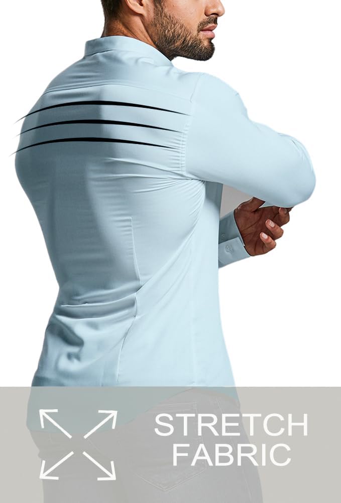 Muskel Fit Herrenhemd - Slim Fit Businesshemd Langarm-Luzern Mode