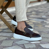 Herren Doppel-Monkstrap Schuhe mit Weißer Sohle-Luzern Mode