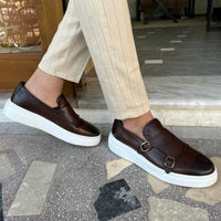 Herren Doppel-Monkstrap Schuhe mit Weißer Sohle-Luzern Mode
